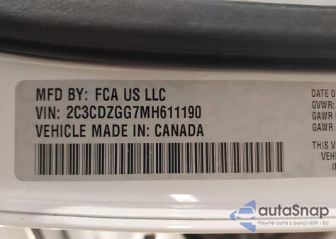 2021 Dodge Challenger Sxt Awd from USA, damaged, VIN 2C3CDZGG7MH611190